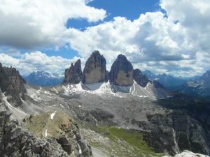 Drei Zinnen Blick vom Toblinger Knoten Leiternsteig