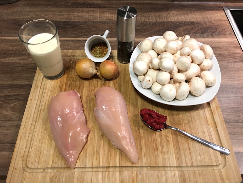 Zutaten für Schnelle Low Carb Geflügelpfanne mit Champignons