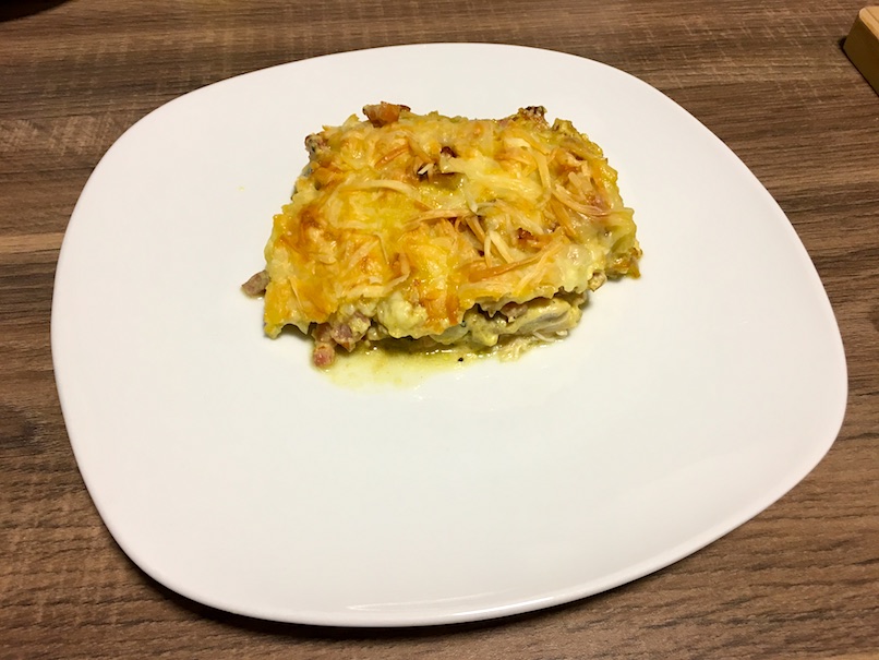 Fertiger Low Carb Schnitzelauflauf mit Champignons